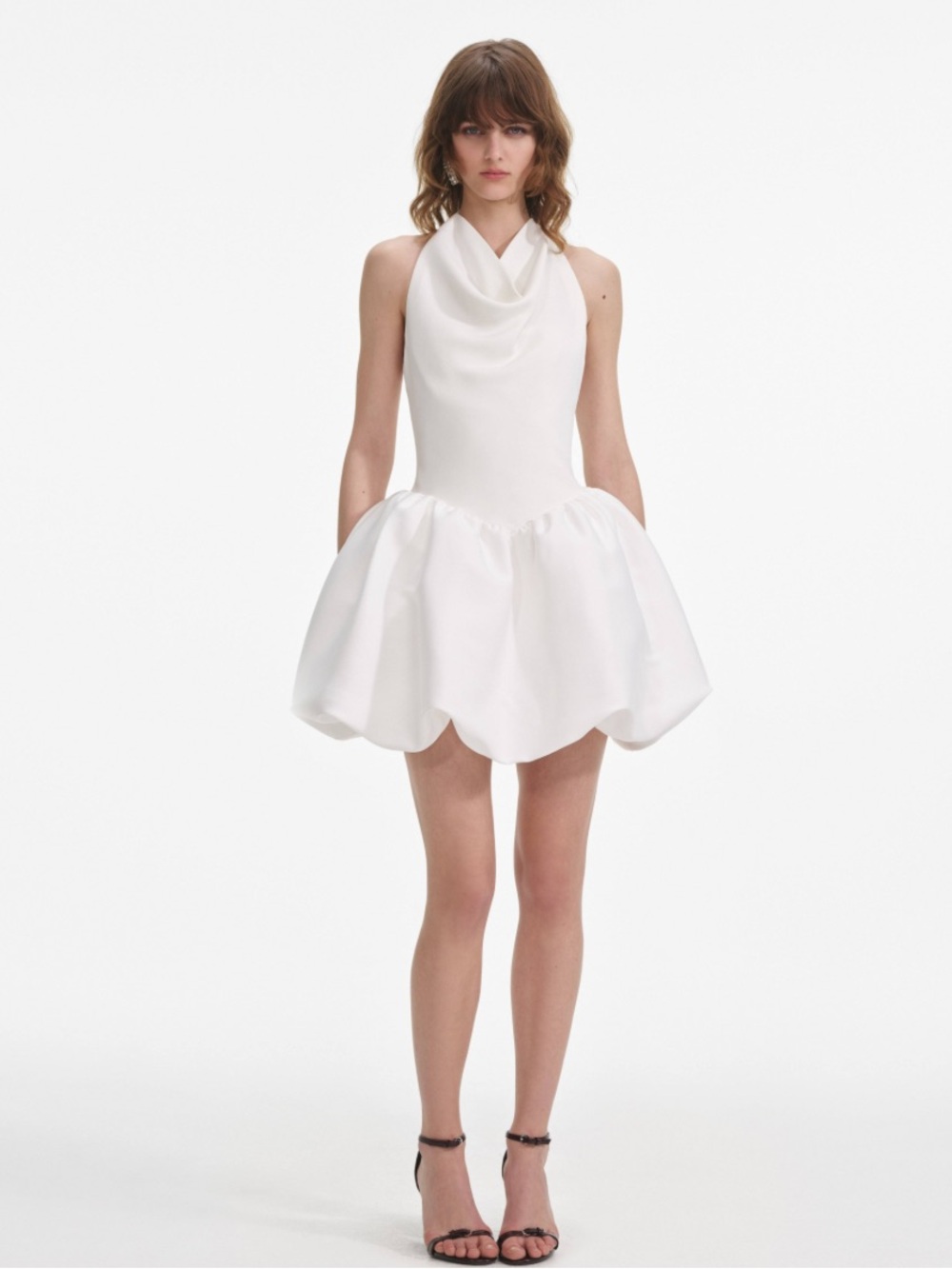 Self-Portrait White Halter Neck Mini Dress
